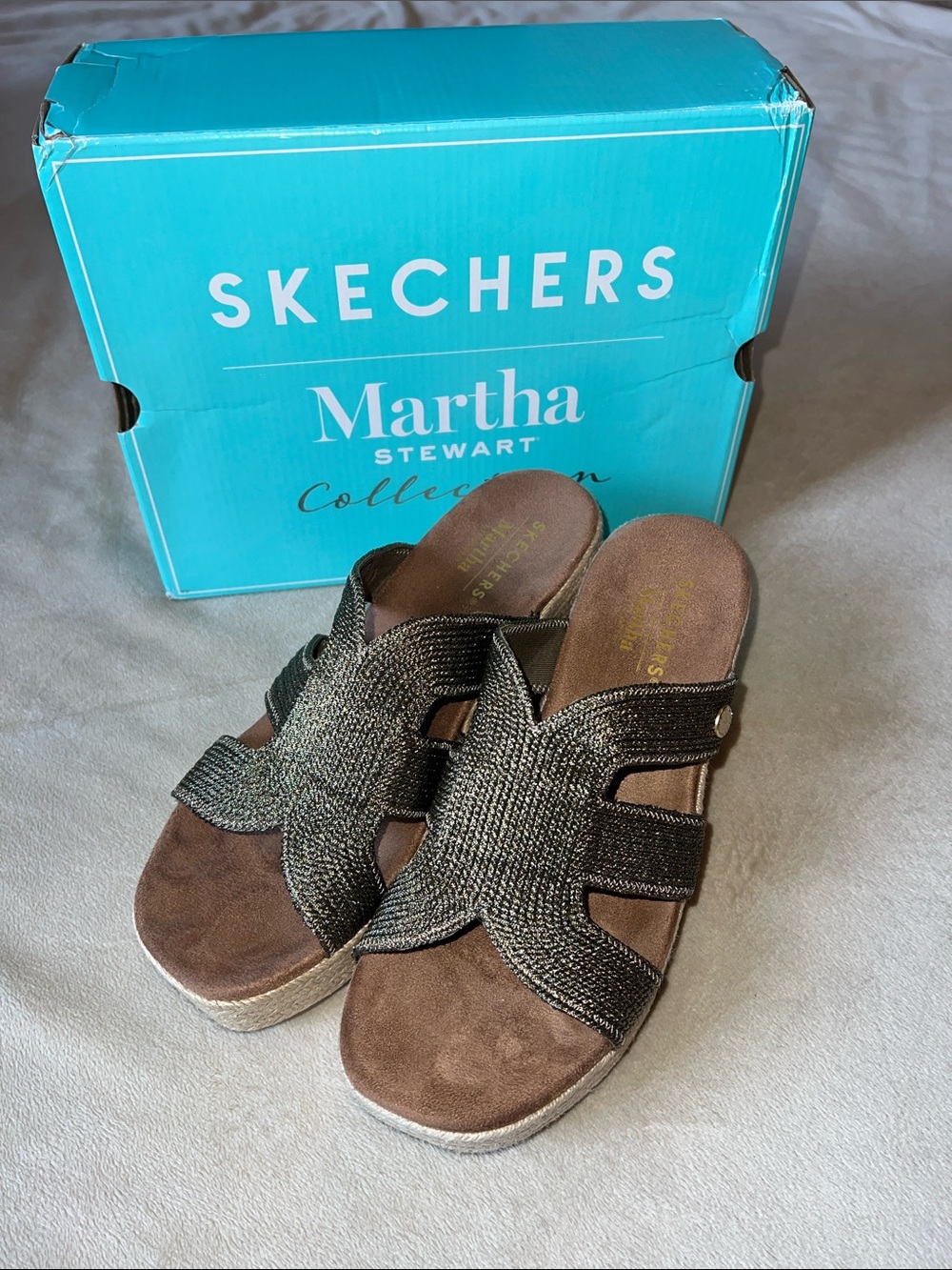 Skechers Martha Stewart Metallic Bronze Wedge Slide Mules